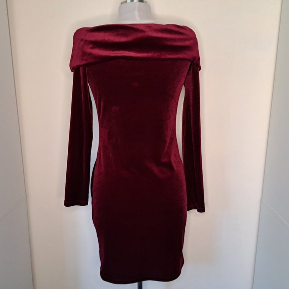 Forever 21 Juniors Dress Wine Off Shoulder Long Sleeve Size L - Picture 2 of 9
